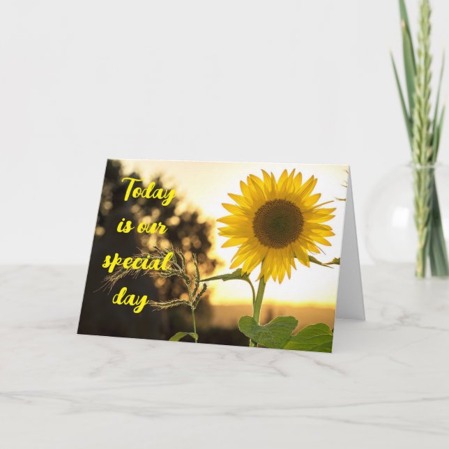 TARJETA EN NUESTRO "ANIVERSARIO" AMOR/GIRASOL (Anverso)