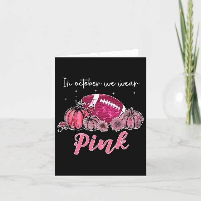 Tarjeta En Octubre Nosotros Usamos Fútbol Rosa Cáncer de M (Anverso)