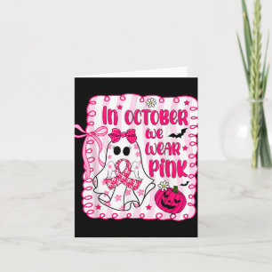 Tarjeta En Octubre Nosotros Usamos Lazo Fantasma Rosa Cánc