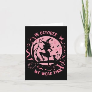 Tarjeta En Octubre Nosotros Usamos Rosa Bruja Halloween Se