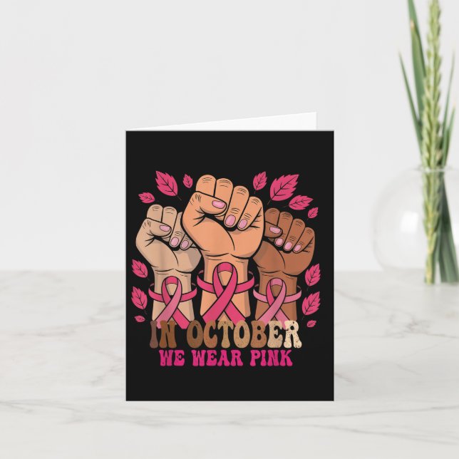 Tarjeta En Octubre Nosotros Usamos Rosa Conciencia del Cán (Anverso)