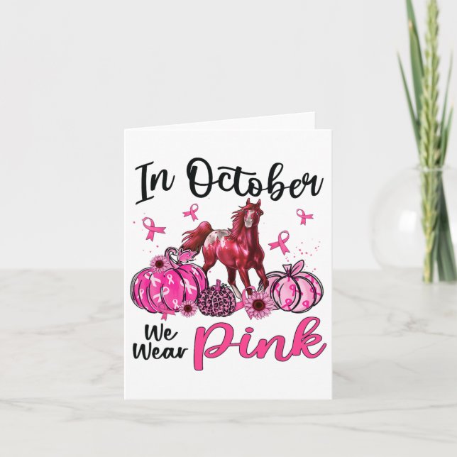 Tarjeta En Octubre Usamos Calabaza De Caballo Rosa Leopard (Anverso)