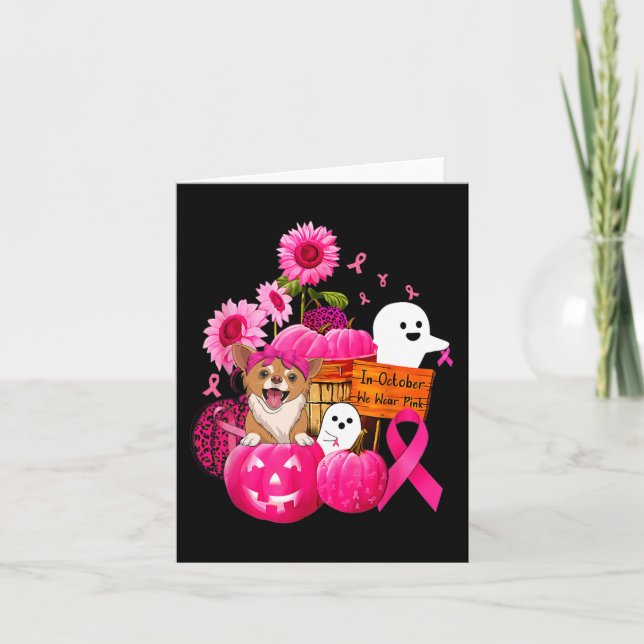 Tarjeta En Octubre, Usamos Cance De Perro Chihuahua Rosa (Anverso)