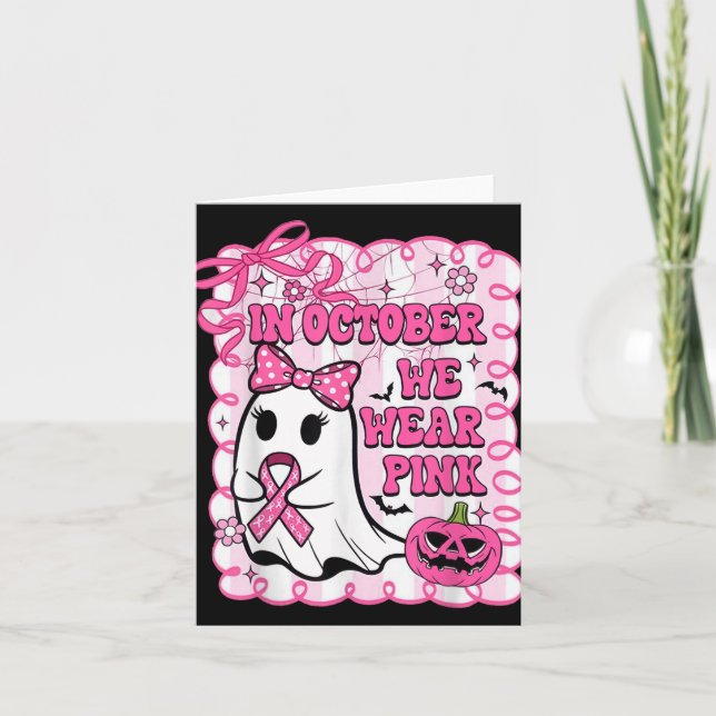 Tarjeta En Octubre, Usamos Cáncer De Mama Ghost De Camisa  (Anverso)