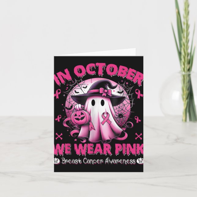 Tarjeta En Octubre, Usamos Cáncer De Mama Ghost De Camisa  (Anverso)