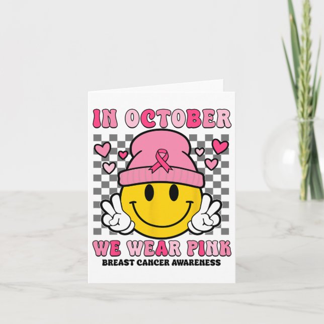 Tarjeta En Octubre Usamos Cinta Rosa Fantasma Halloween Br (Anverso)