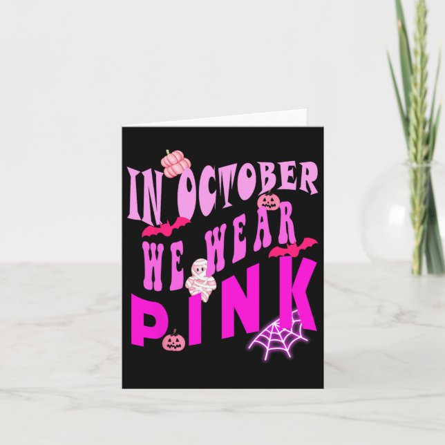 Tarjeta En Octubre Usamos Conciencia Rosa Del Cáncer De Ma (Anverso)