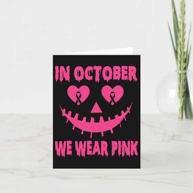 Tarjeta En Octubre Usamos El Halloween De Cáncer De Mama R (Anverso)