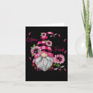 Tarjeta En Octubre Usamos Gnome Rosado Para El Cáncer De M