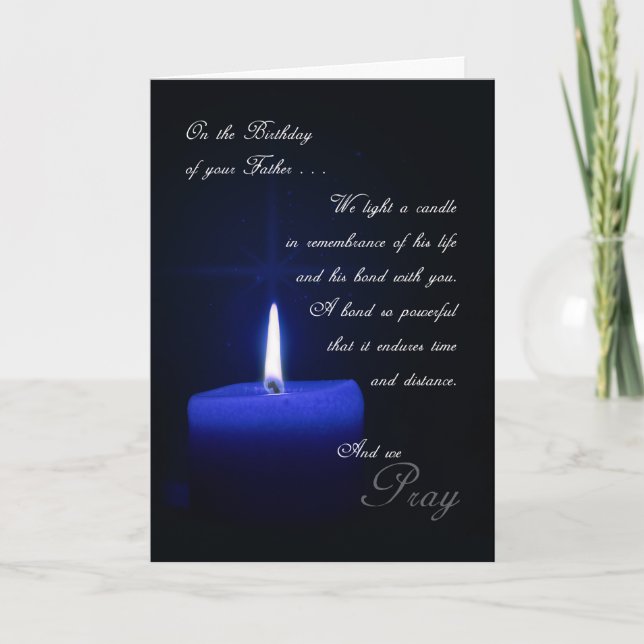 Tarjeta En recuerdo de la vela de cumpleaños del padre (Anverso)