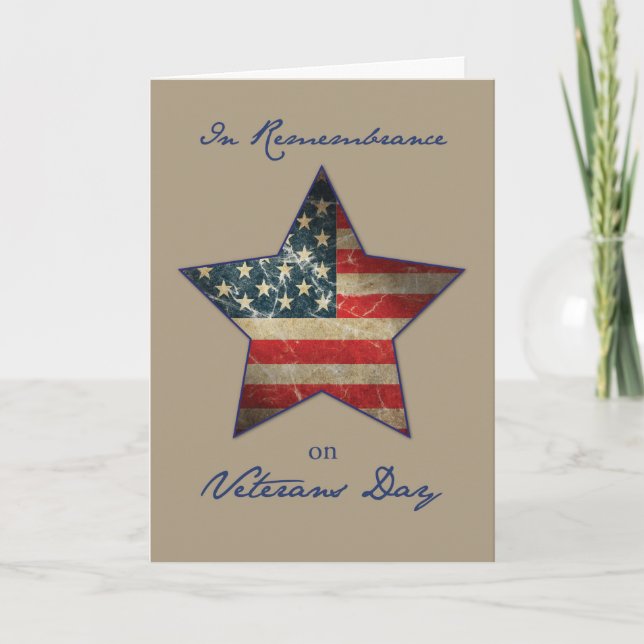 Tarjeta En recuerdo del Día de los Veteranos, vieja estrel (Anverso)