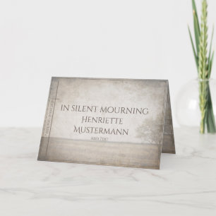 Tarjeta En silencio de duelo - árbol en la cosecha de prad