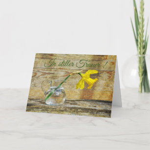 Tarjeta En silencio duelo con narciso amarillo