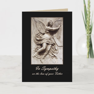 Tarjeta En simpatía - Pérdida de padre - Ángel con arpa