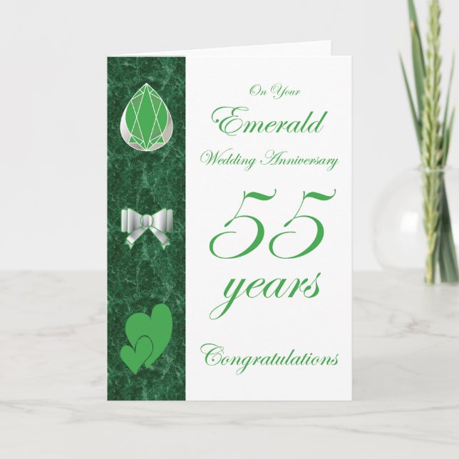 Tarjeta En su aniversario de bodas de esmeralda (Anverso)