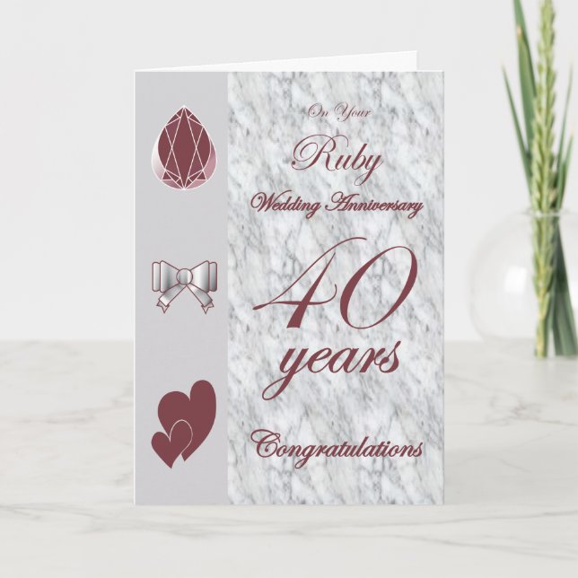Tarjeta En su aniversario de bodas de rubí (Anverso)