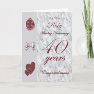 Tarjeta En su aniversario de bodas de rubí