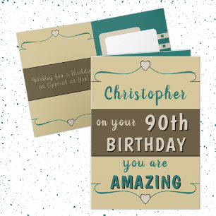 Tarjeta En tu cumpleaños 90 añada el nombre café verde