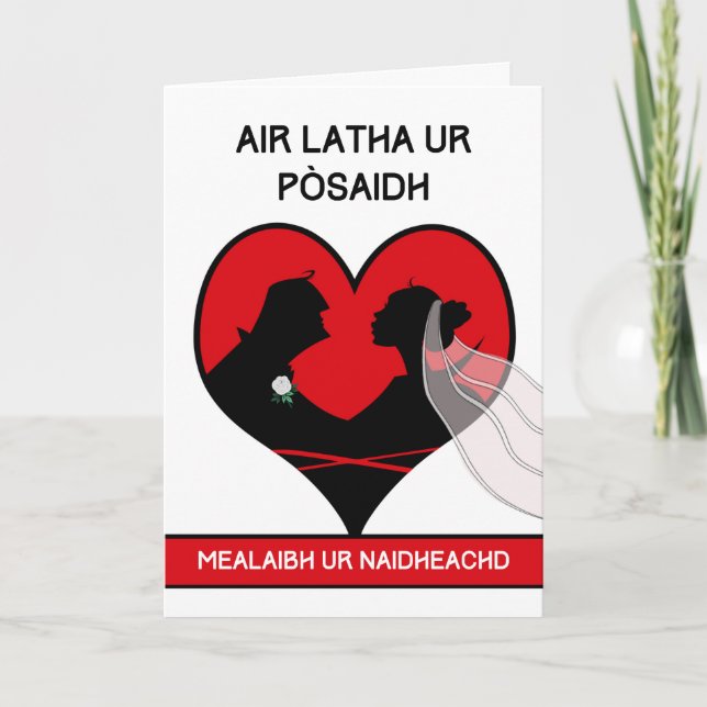 Tarjeta En tu día de bodas felicitaciones escoceses gaélic (Anverso)