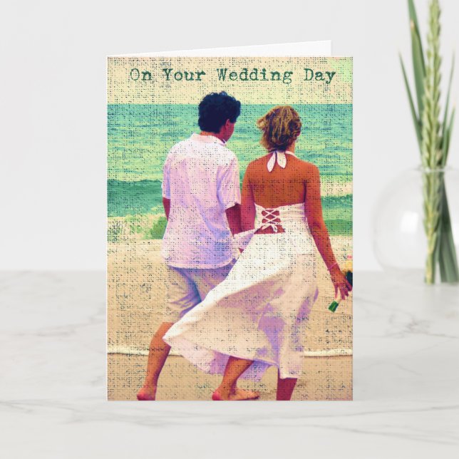 Tarjeta En tu día de bodas, felicitaciones por bodas en la (Anverso)