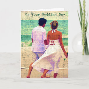 Tarjeta En tu día de bodas, felicitaciones por bodas en la