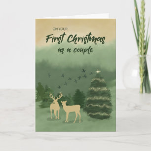 Tarjeta En tu primera Navidad como paisaje verde par