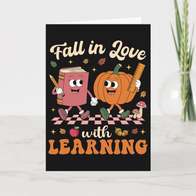 Tarjeta Enamorada de aprender profesor retro de Halloween (Anverso)