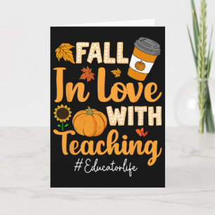 Tarjeta Enamórate De Enseñar Calabaza Educadora Gracias