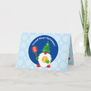 Tarjeta 🎾Enano de Navidad lindo con pelota de tenis