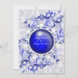 Tarjeta Encaje Cerámico Azul de Grecia y copo de nieve