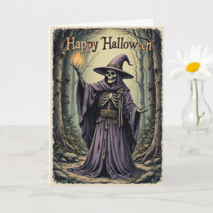 Tarjeta Encantada Bruja Morada Halloween Saludo Místico