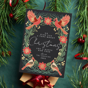 Tarjeta encantada de Navidades de Cardenales Rústi
