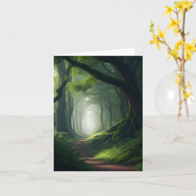 Tarjeta Encantado Forest Woods Blank Greet (flor amarilla)