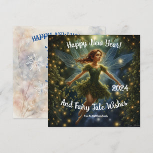 Tarjeta Encantador cuento de hadas de Año Nuevo. Deseos si