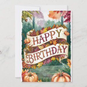 Tarjeta Encantador Hermoso Deseo Otoño Caída Feliz Cumplea