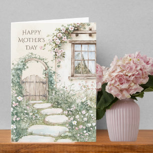 Tarjeta Encantador Jardín de Cabaña Personalizado para Mam