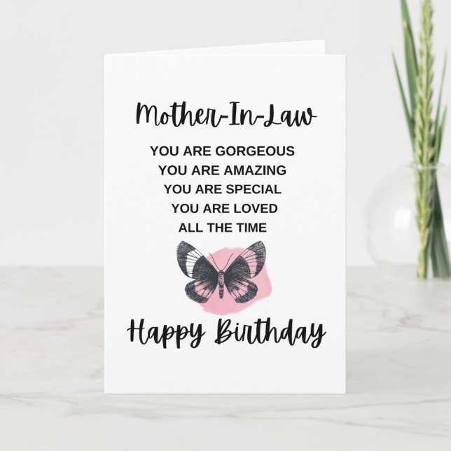 Tarjeta Encantador mensaje de cumpleaños para tu suegra (Anverso)