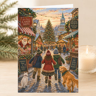 Tarjeta Encantador Mercado Navideño Feliz Navidad