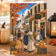 Encantador pueblo colonial de otoño Feliz Hallowee