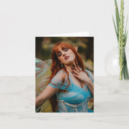 Tarjeta Encantador retrato de hadas de origen rojo - tarje