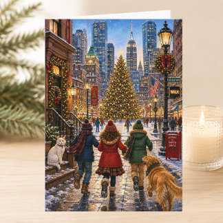 Tarjeta Encantador tiempo de Navidad en la Ciudad Feliz Na