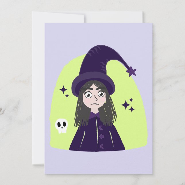 Tarjeta Encantadora Bruja Enojada Adorable (Anverso)