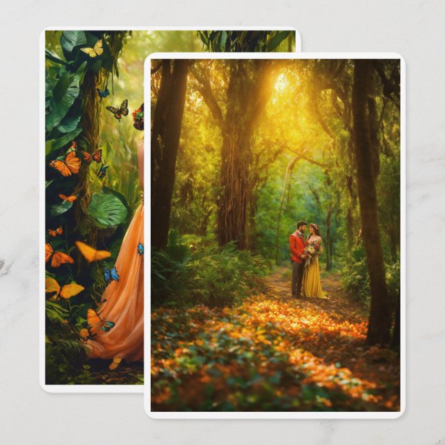 Tarjeta encantadora de Boda forestal (Anverso / Reverso)