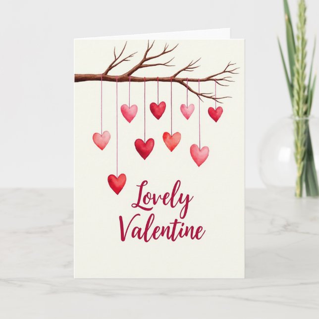 Tarjeta encantadora de corazones de San Valentín (Anverso)