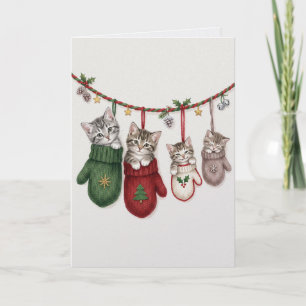 Tarjeta encantadora de gatitos de Navidad con esti