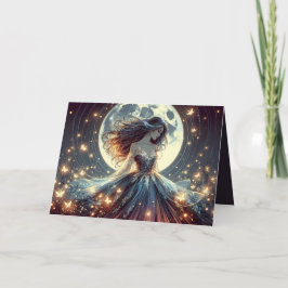 Tarjeta Encantadora de Mariposas bajo la Luz de la Luna Fa
