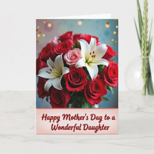 Tarjeta encantadora de rosas florales de lunares
