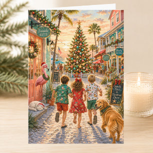 Tarjeta Encantadora Fiesta en la Playa Feliz Navidad