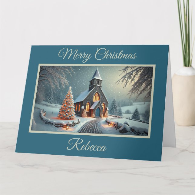 Tarjeta Encantadora iglesia de la Vieja Piedra en Navidade (Anverso)
