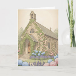 Tarjeta Encantadora iglesia de piedra rústica decorada en 